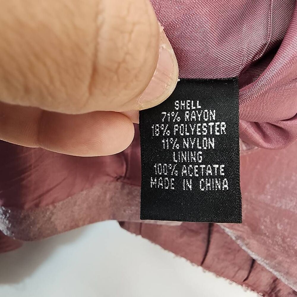 Adrianna Papell Pink Shimmer Dress Short Sleeve Shantung Size 14 Embelished Wais - Picture 7 of 7